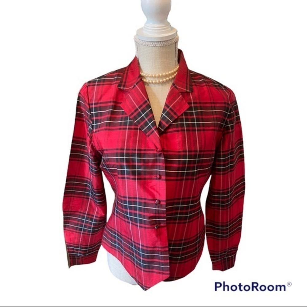 Doncaster Silk‎ Plaid Blazer 8